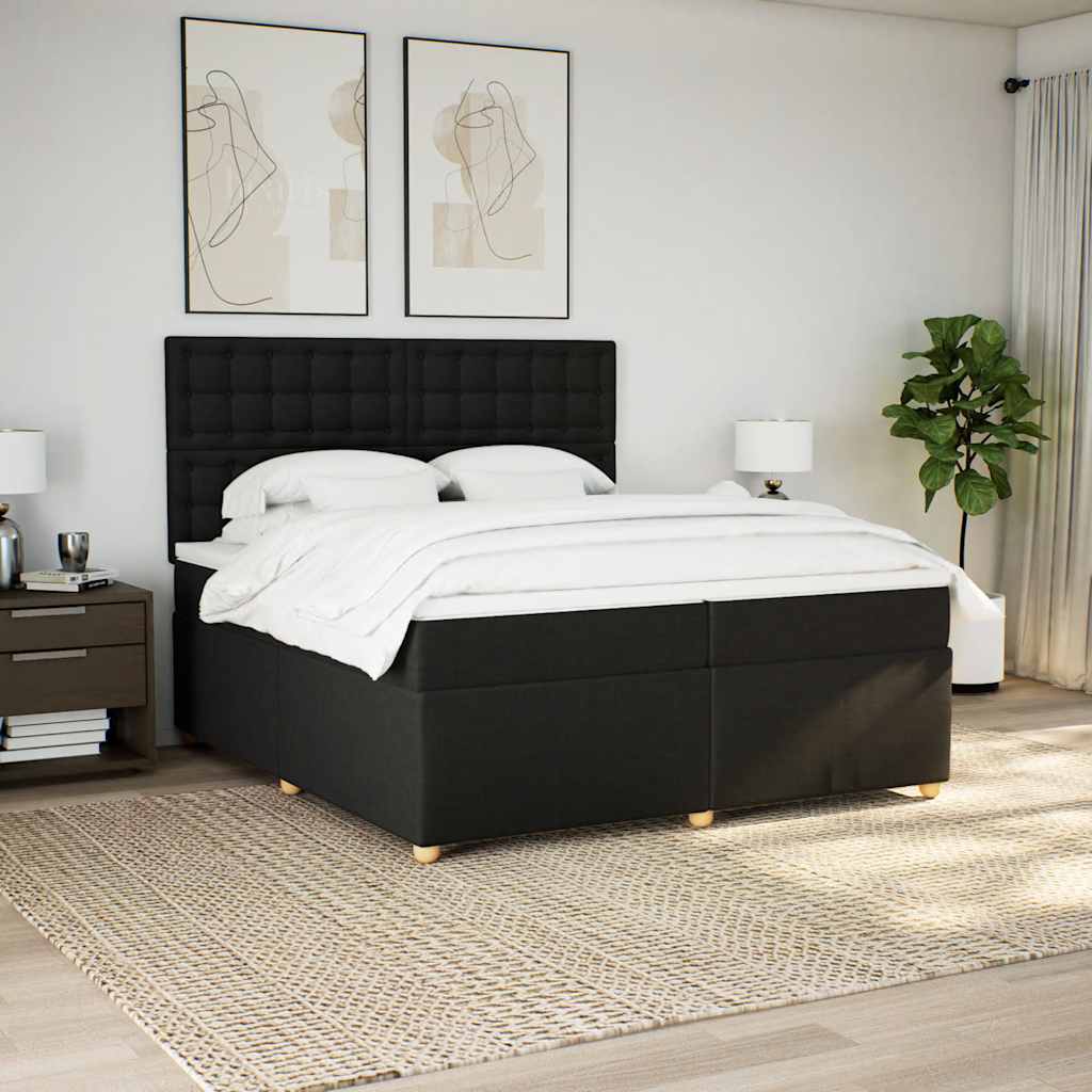 Giroletto a Molle con Materasso Nero 200x200 cm in Tessuto
