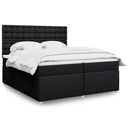 Giroletto a Molle con Materasso Nero 200x200 cm in Tessuto