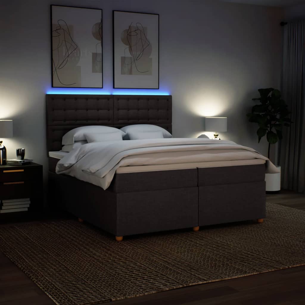 Giroletto a Molle con Materasso Marrone Scuro 200x200cm Tessuto - homemem39