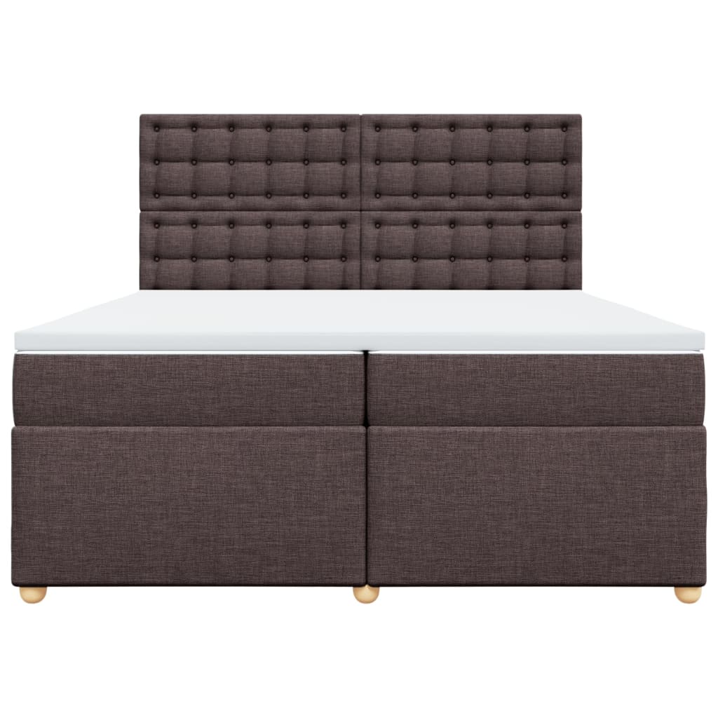 Giroletto a Molle con Materasso Marrone Scuro 200x200cm Tessuto
