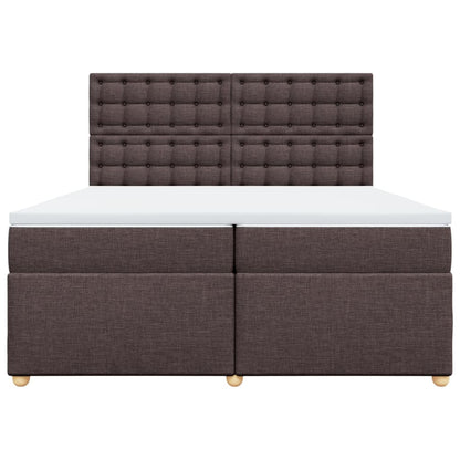 Giroletto a Molle con Materasso Marrone Scuro 200x200cm Tessuto