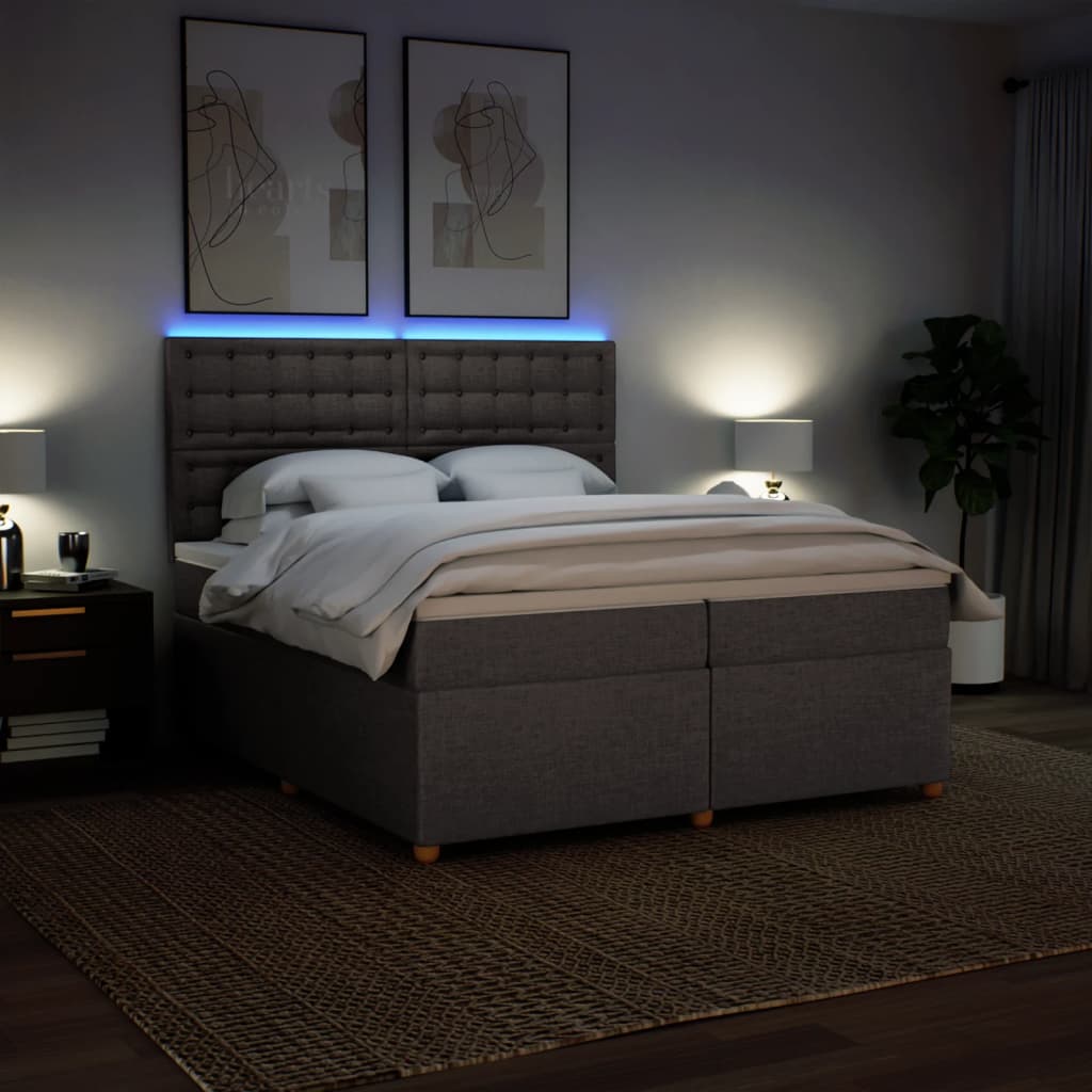 Giroletto a Molle con Materasso Tortora 200x200 cm in Tessuto | homemem39