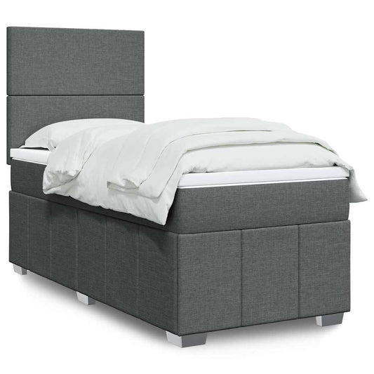 Giroletto a Molle con Materasso Grigio Scuro 80x200 cm Tessuto