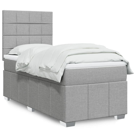Giroletto a Molle con Materasso Grigio Chiaro 80x200 cm Tessuto