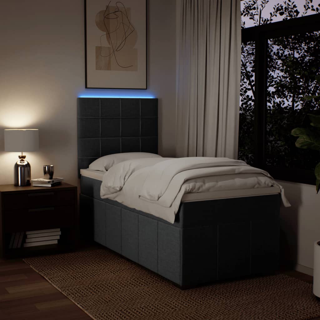 Giroletto a Molle con Materasso Grigio Scuro 80x200 cm Tessuto