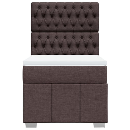 Giroletto a Molle con Materasso Marrone Scuro 80x200 cm Tessuto