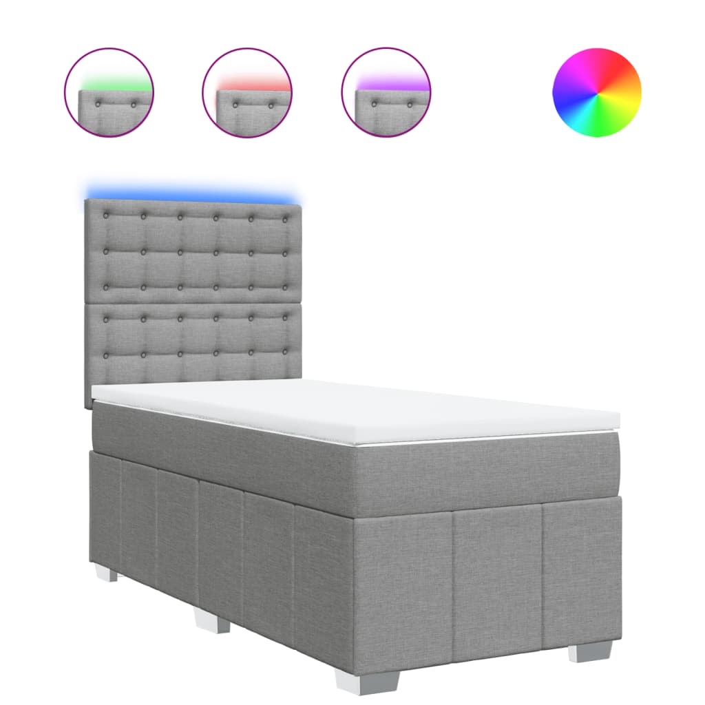 Giroletto a Molle con Materasso Grigio Chiaro 80x200 cm Tessuto