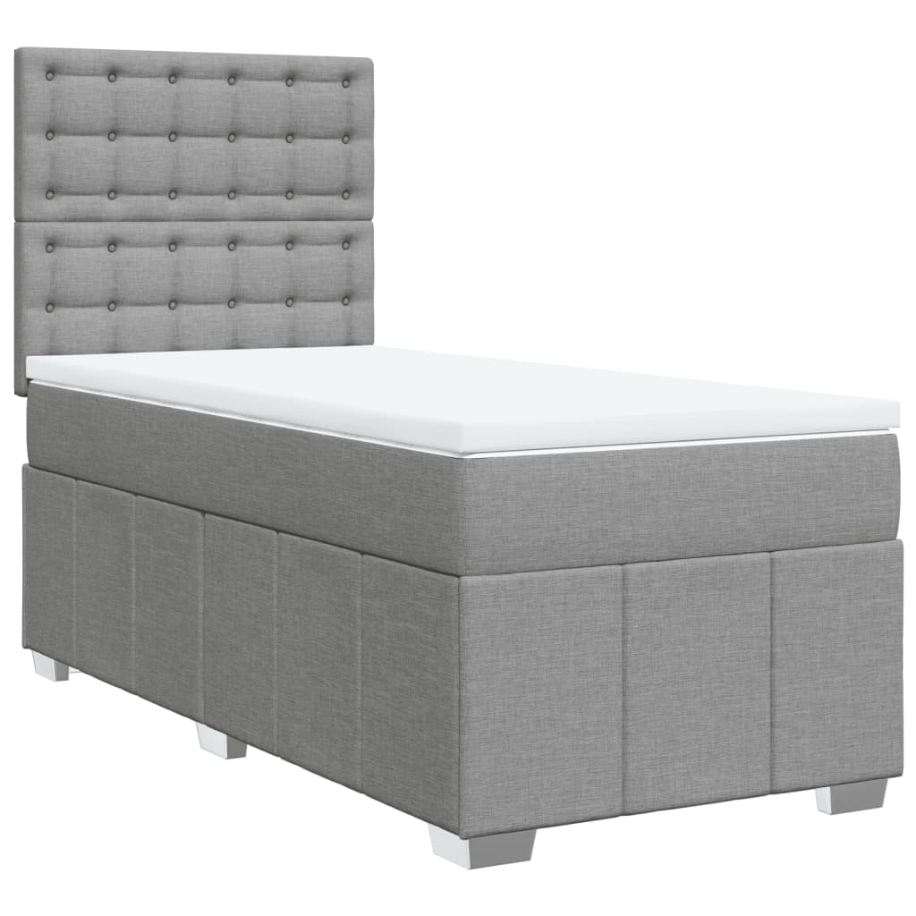 Giroletto a Molle con Materasso Grigio Chiaro 80x200 cm Tessuto
