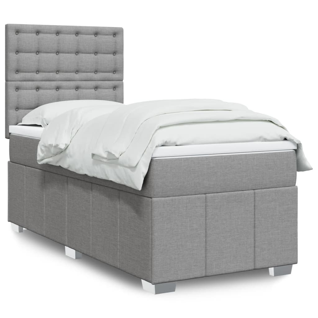 Giroletto a Molle con Materasso Grigio Chiaro 80x200 cm Tessuto