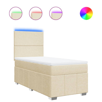 Giroletto a Molle con Materasso Crema 90x190 cm in Tessuto