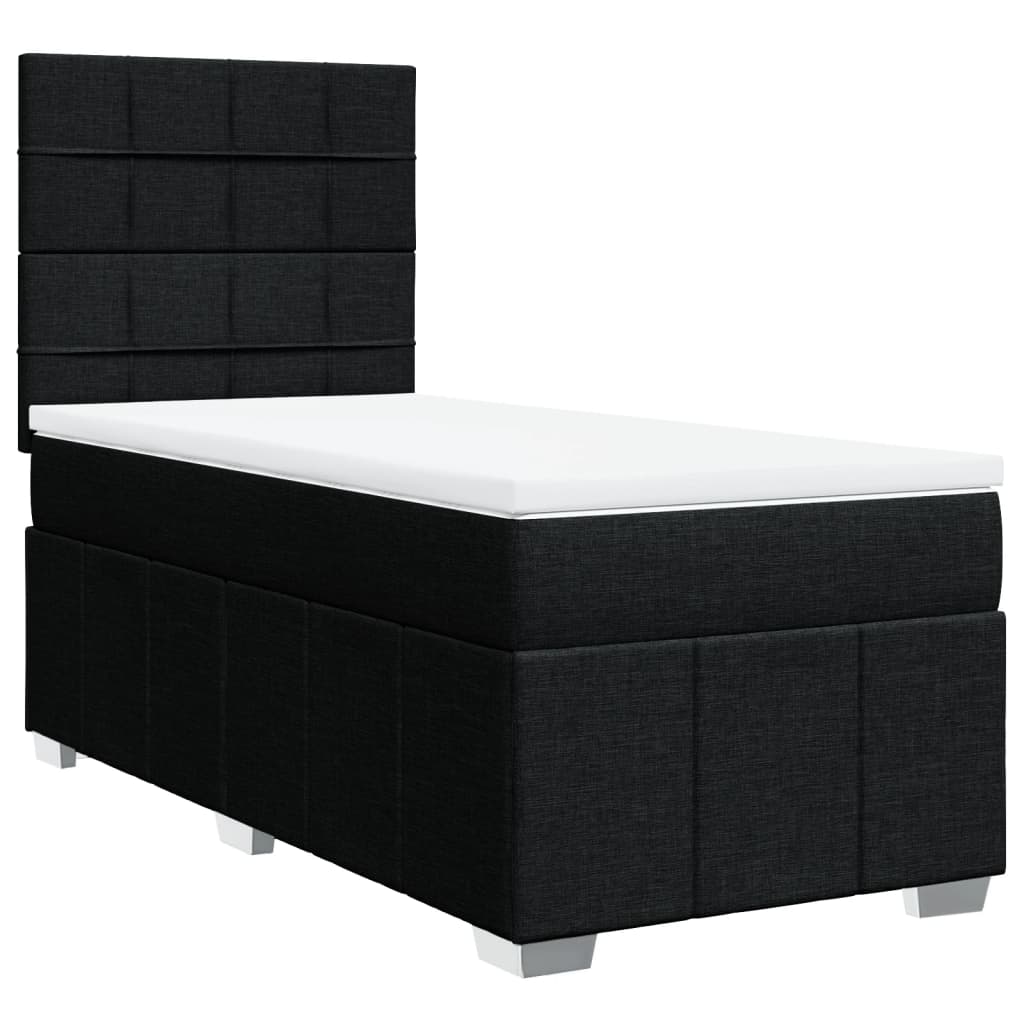 Giroletto a Molle con Materasso Nero 90x190 cm in Tessuto