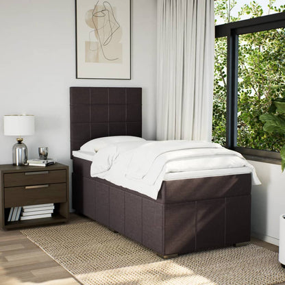 Giroletto a Molle con Materasso Marrone Scuro 90x190cm Tessuto