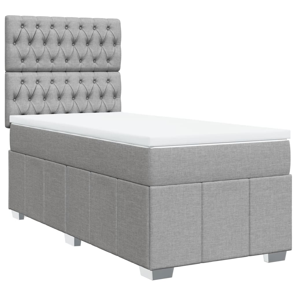 Giroletto a Molle con Materasso Grigio Chiaro 90x190 cm Tessuto