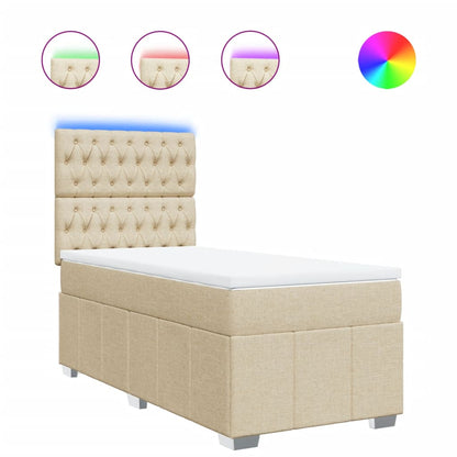 Giroletto a Molle con Materasso Crema 90x190 cm in Tessuto