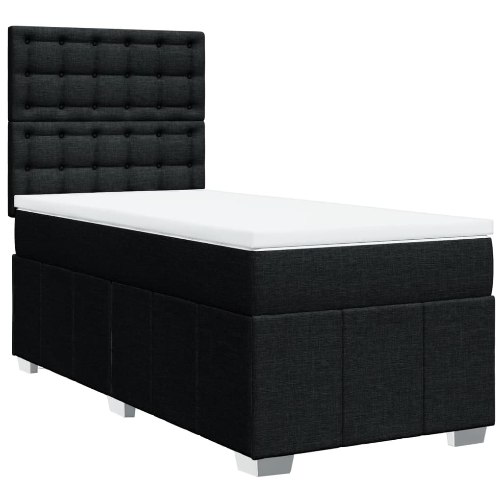 Giroletto a Molle con Materasso Nero 90x190 cm in Tessuto