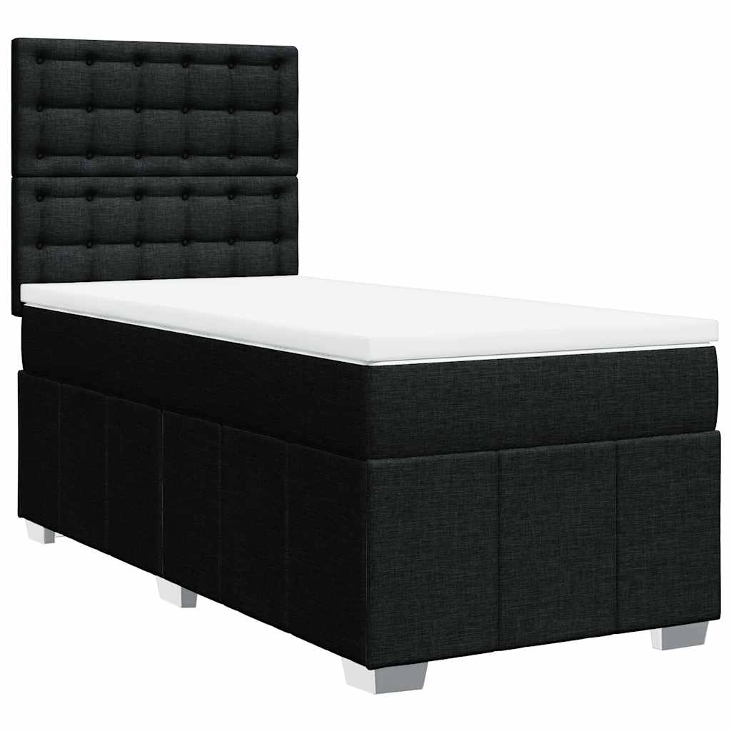 Giroletto a Molle con Materasso Nero 90x190 cm in Tessuto