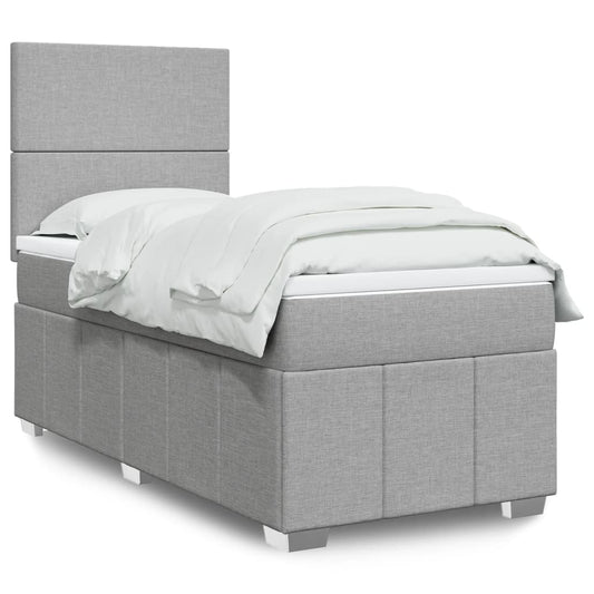 Giroletto a Molle con Materasso Grigio Chiaro 90x200 cm Tessuto