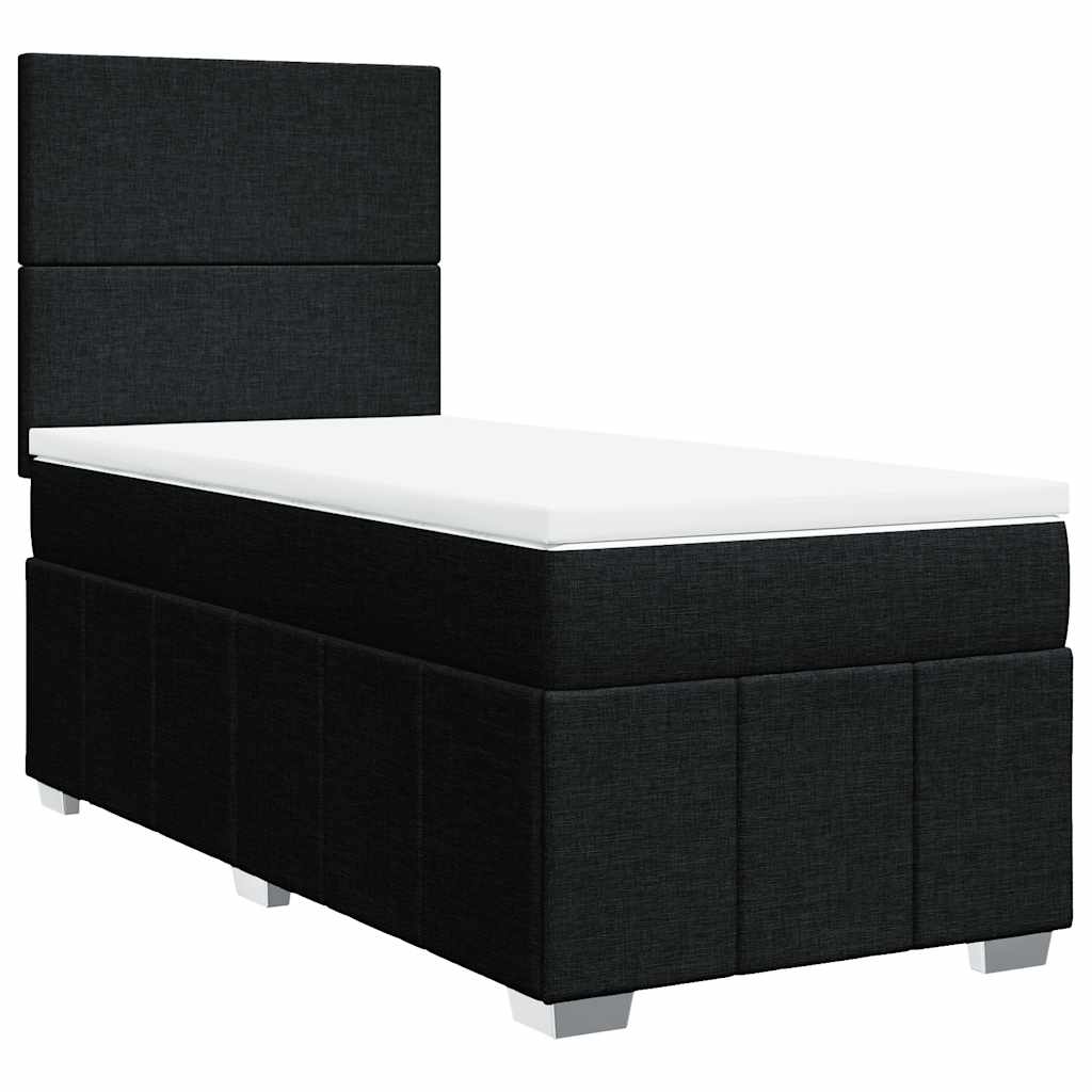 Giroletto a Molle con Materasso Nero 90x200 cm in Tessuto