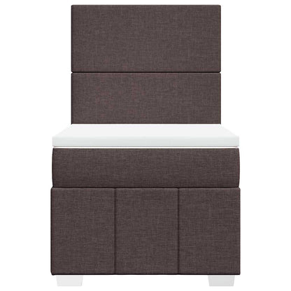 Giroletto a Molle con Materasso Marrone Scuro 90x200 cm Tessuto
