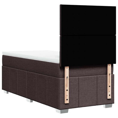 Giroletto a Molle con Materasso Marrone Scuro 90x200 cm Tessuto