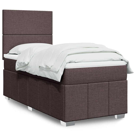 Giroletto a Molle con Materasso Marrone Scuro 90x200 cm Tessuto
