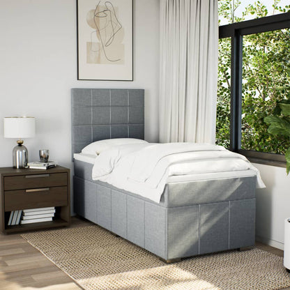 Giroletto a Molle con Materasso Grigio Chiaro 90x200 cm Tessuto