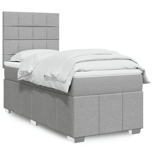 Giroletto a Molle con Materasso Grigio Chiaro 90x200 cm Tessuto