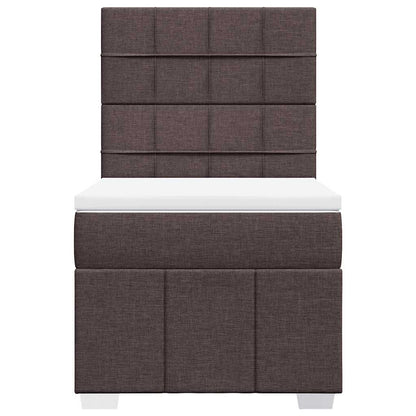 Giroletto a Molle con Materasso Marrone Scuro 90x200 cm Tessuto