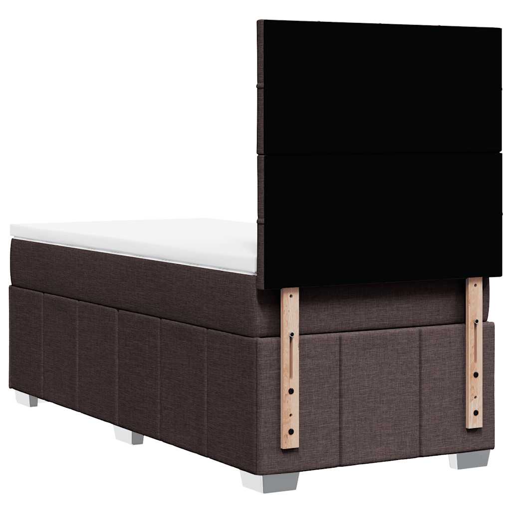Giroletto a Molle con Materasso Marrone Scuro 90x200 cm Tessuto