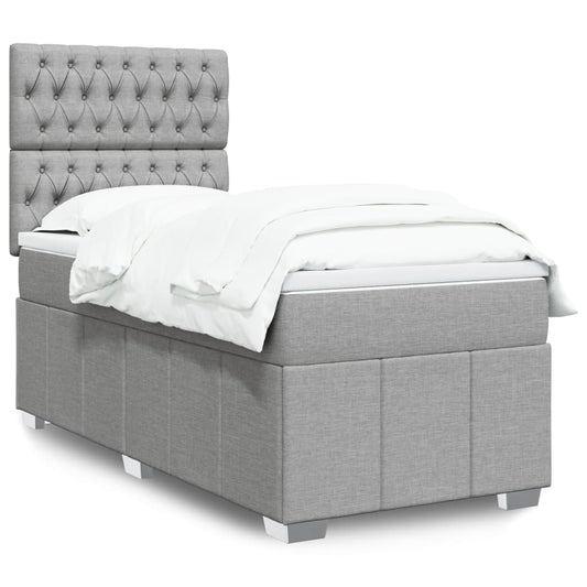 Giroletto a Molle con Materasso Grigio Chiaro 90x200 cm Tessuto