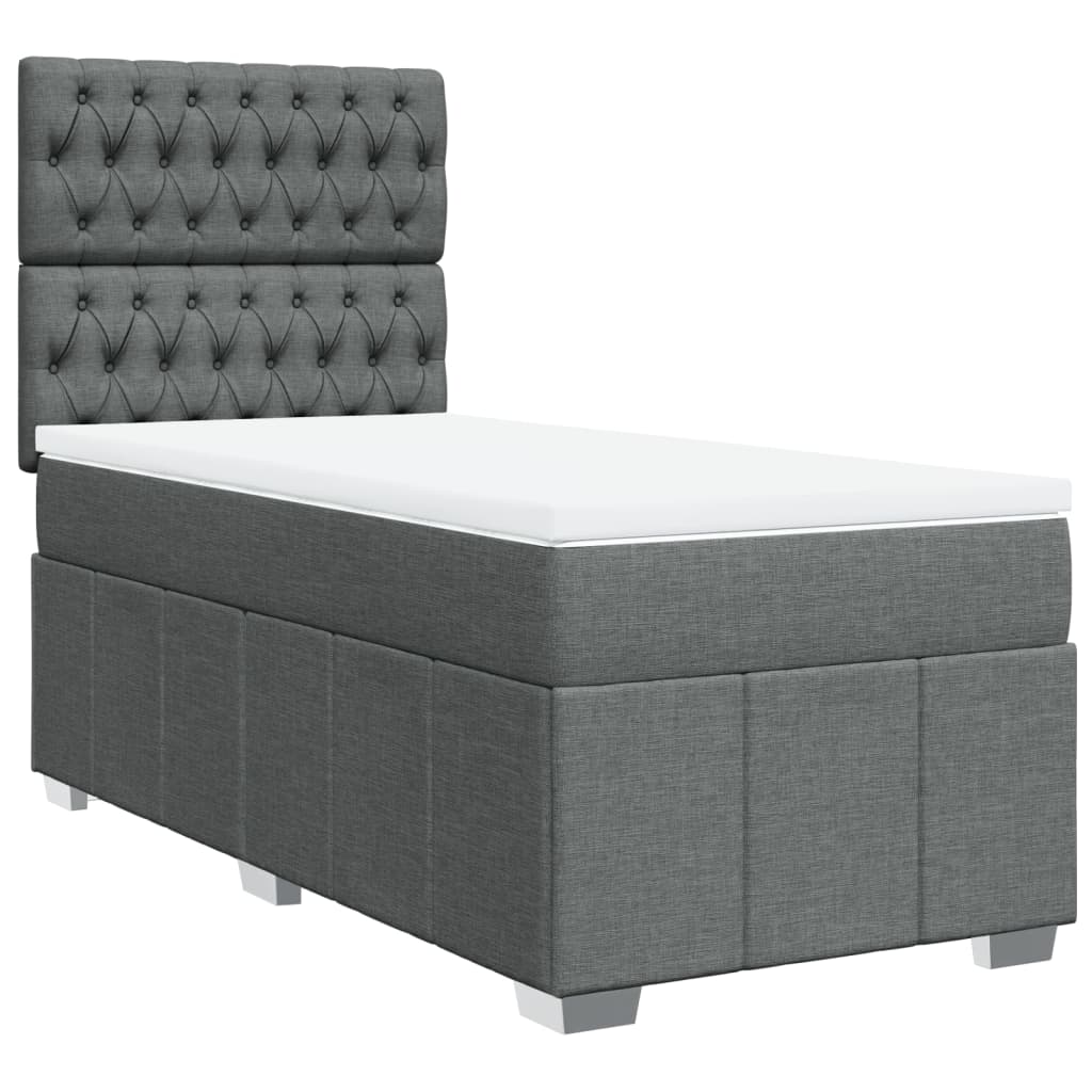 Giroletto a Molle con Materasso Grigio Scuro 90x200 cm Tessuto