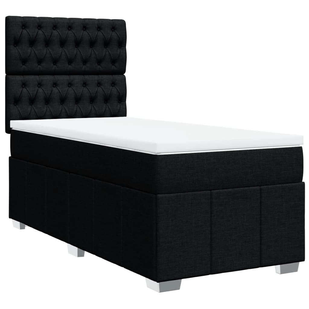 Giroletto a Molle con Materasso Nero 90x200 cm in Tessuto