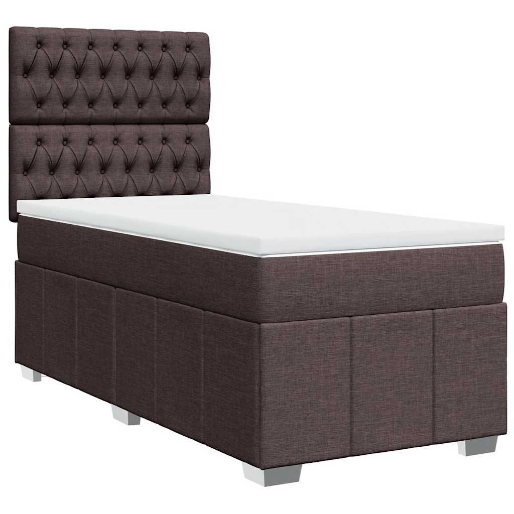 Giroletto a Molle con Materasso Marrone Scuro 90x200 cm Tessuto