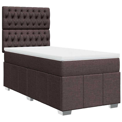 Giroletto a Molle con Materasso Marrone Scuro 90x200 cm Tessuto