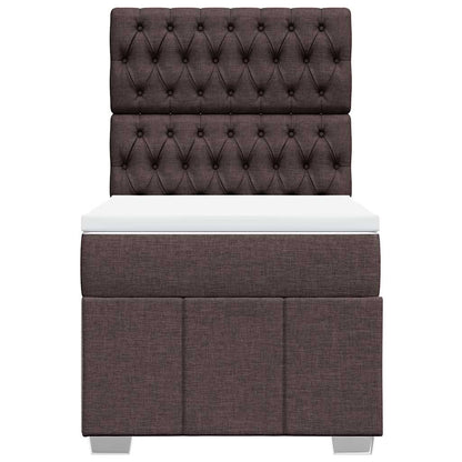 Giroletto a Molle con Materasso Marrone Scuro 90x200 cm Tessuto