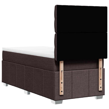 Giroletto a Molle con Materasso Marrone Scuro 90x200 cm Tessuto