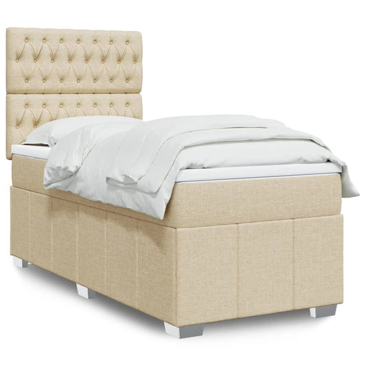 Giroletto a Molle con Materasso Crema 90x200 cm inTessuto