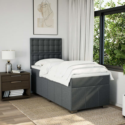 Giroletto a Molle con Materasso Grigio Scuro 90x200 cm Tessuto