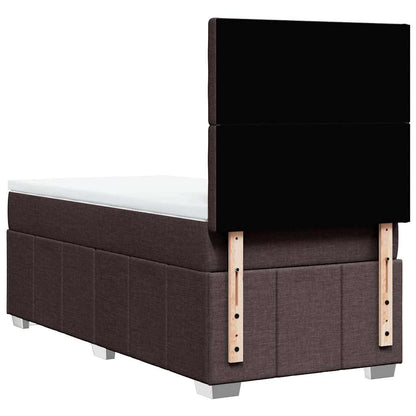 Giroletto a Molle con Materasso Marrone Scuro 90x200 cm Tessuto