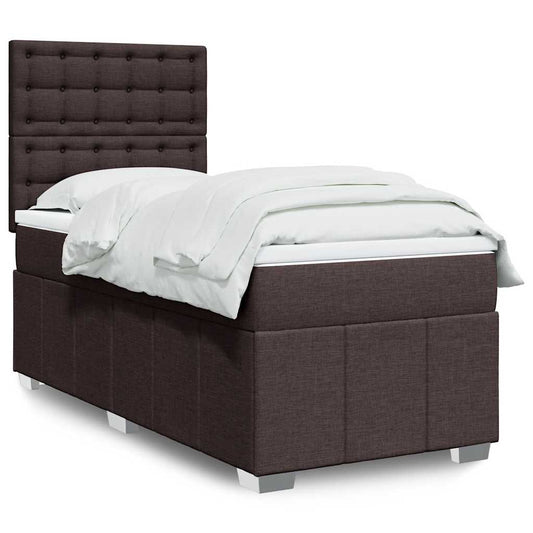 Giroletto a Molle con Materasso Marrone Scuro 90x200 cm Tessuto
