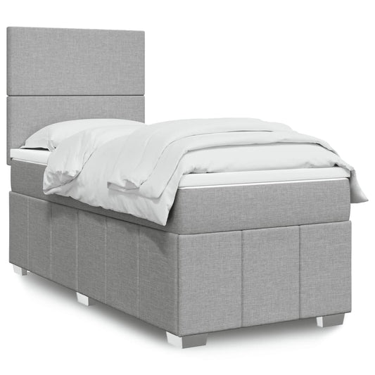 Giroletto a Molle con Materasso Grigio Chiaro100x200 cm Tessuto