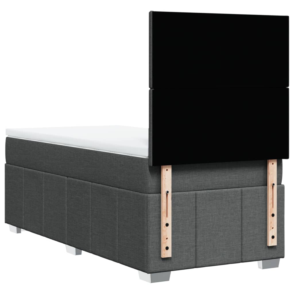 Giroletto a Molle con Materasso Grigio Scuro 100x200 cm Tessuto