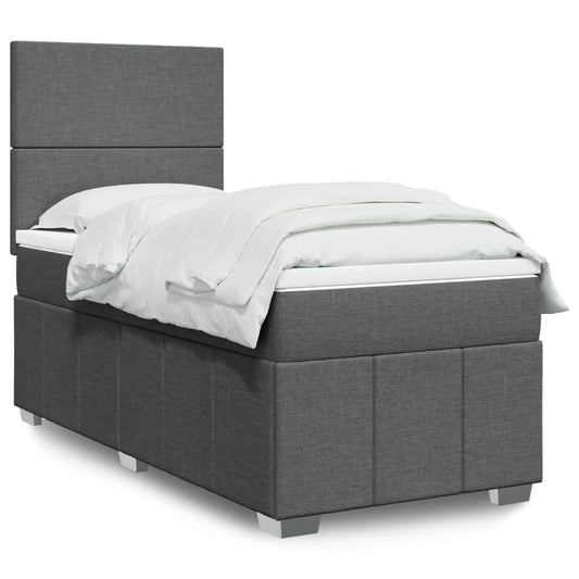Giroletto a Molle con Materasso Grigio Scuro 100x200 cm Tessuto