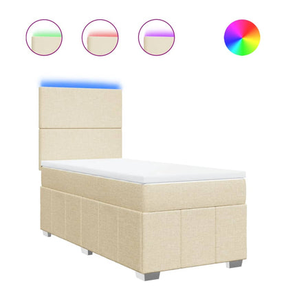 Giroletto a Molle con Materasso Crema 100x200 cm in Tessuto