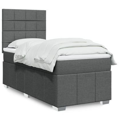 Giroletto a Molle con Materasso Grigio Scuro 100x200 cm Tessuto