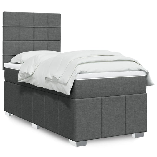 Giroletto a Molle con Materasso Grigio Scuro 100x200 cm Tessuto