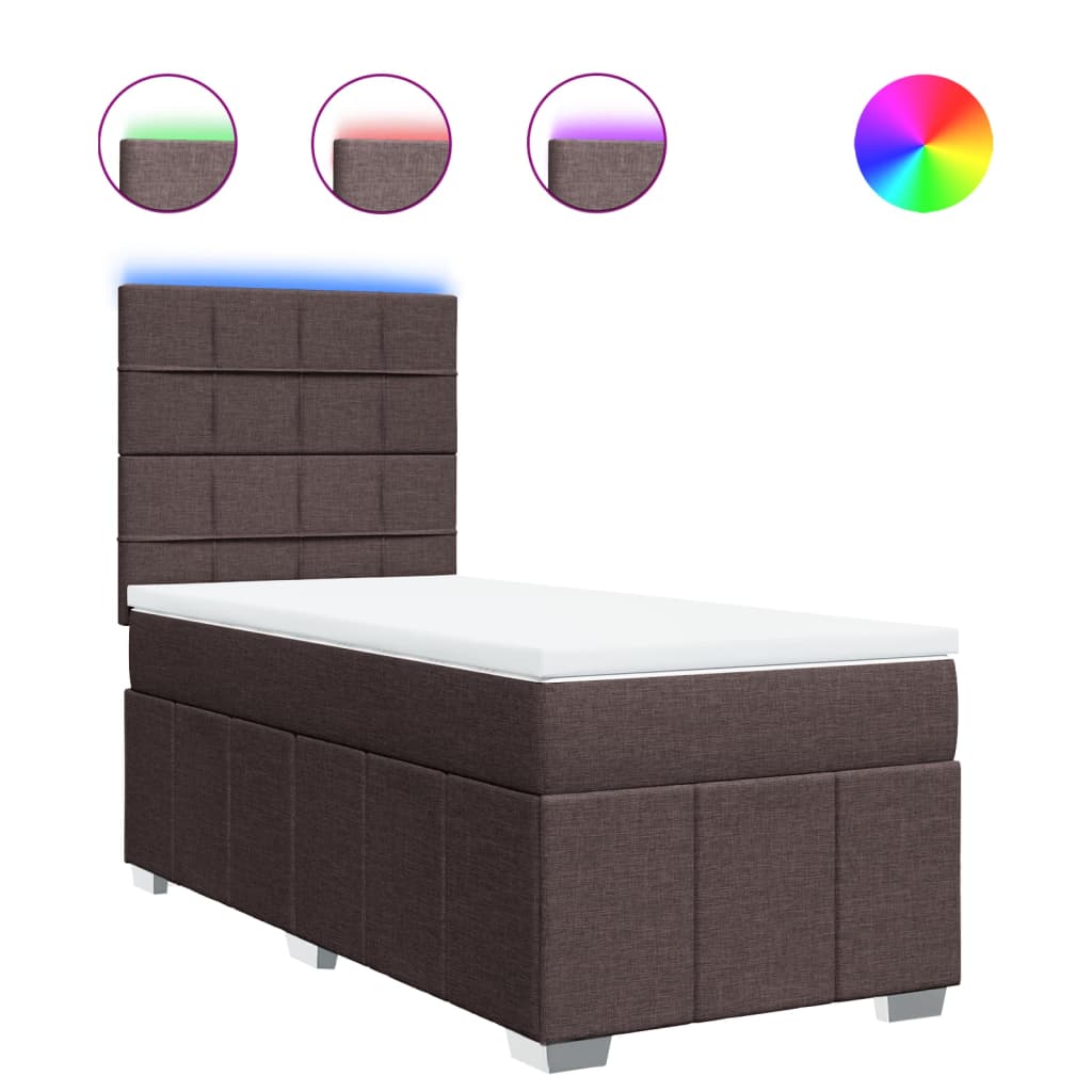 Giroletto a Molle con Materasso Marrone Scuro 100x200cm Tessuto | homemem39