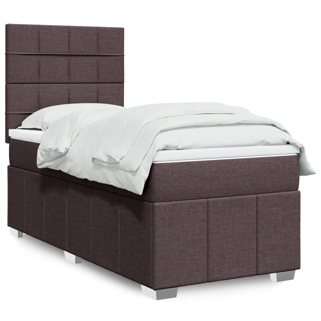 Giroletto a Molle con Materasso Marrone Scuro 100x200cm Tessuto | homemem39