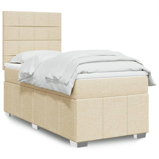 Giroletto a Molle con Materasso Crema 100x200 cm in Tessuto