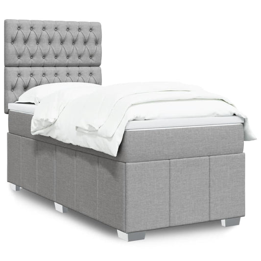 Giroletto a Molle con Materasso Grigio Chiaro100x200 cm Tessuto